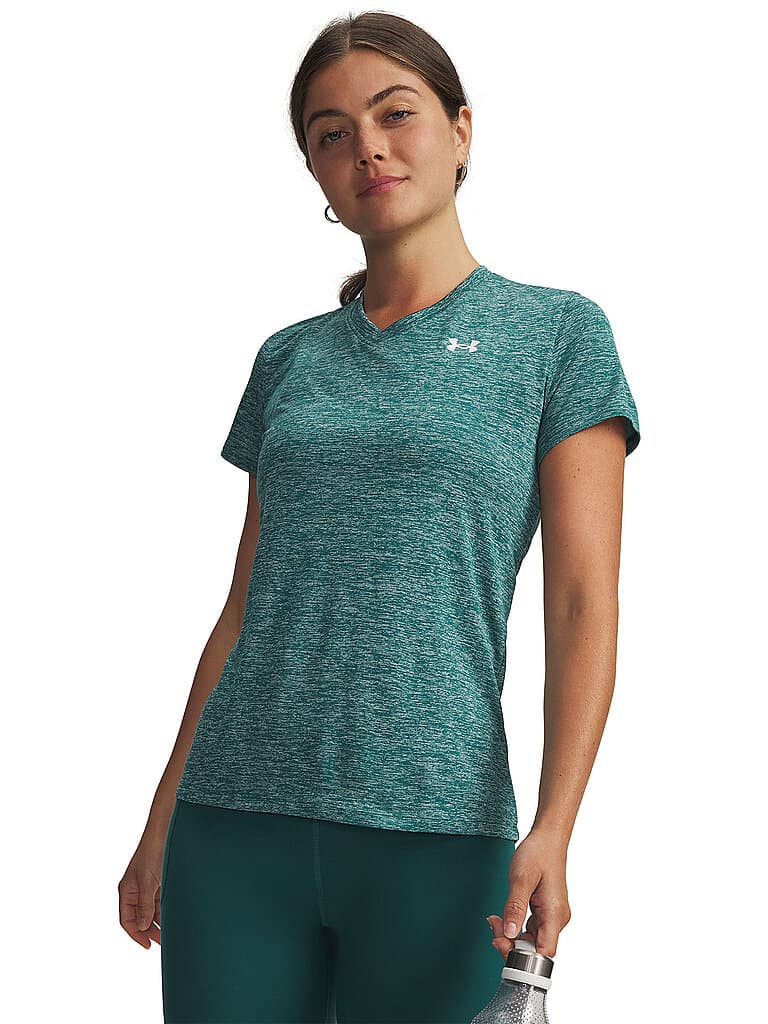 UNDER ARMOUR Damen Fitnessshirt UA Tech™ Twist petrol | XL