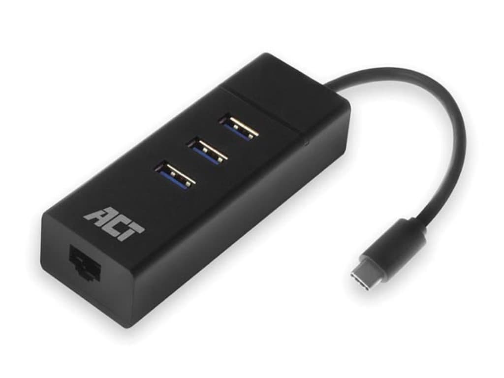 USB-C 3.2 Gen1 hub 3 poorten met Gigabit netwerkpoort.
