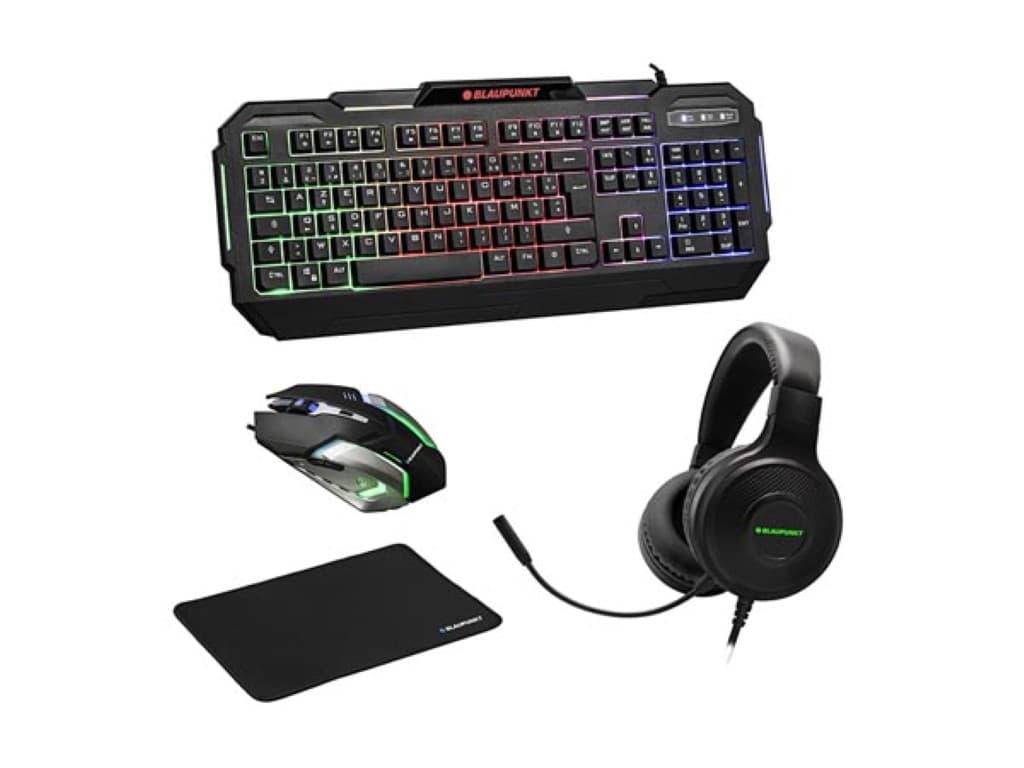 4-DELIGE GAMING SET MET MUIS - TOETSENBORD - BLUETOOTH-KOPTELEFOON - MUISMAT