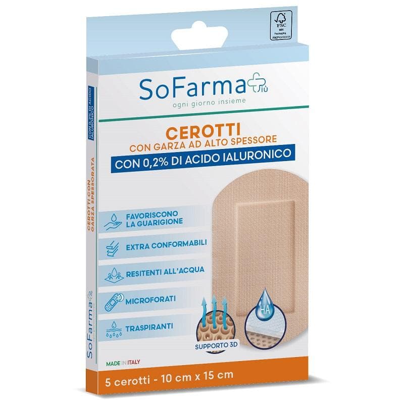 SofarmaPi Cerotti Cicatrizzanti Avanzati, Pacco da 4, 10x15cm