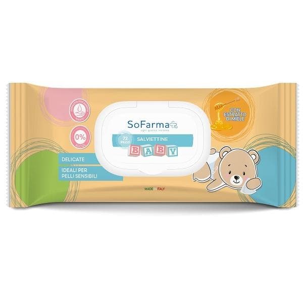 Sofarmapi Salviettine per Bambini al Miele - Confezione da 72 Pezzi