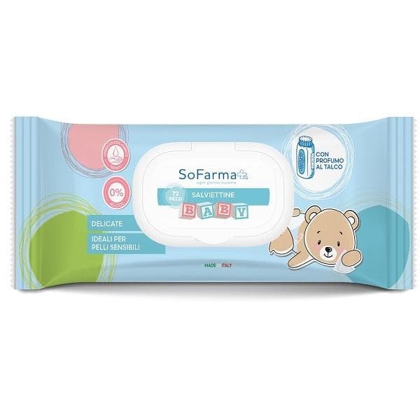 Sofarmapi Baby Salviettine al Talco - Confezione da 72 Pezzi