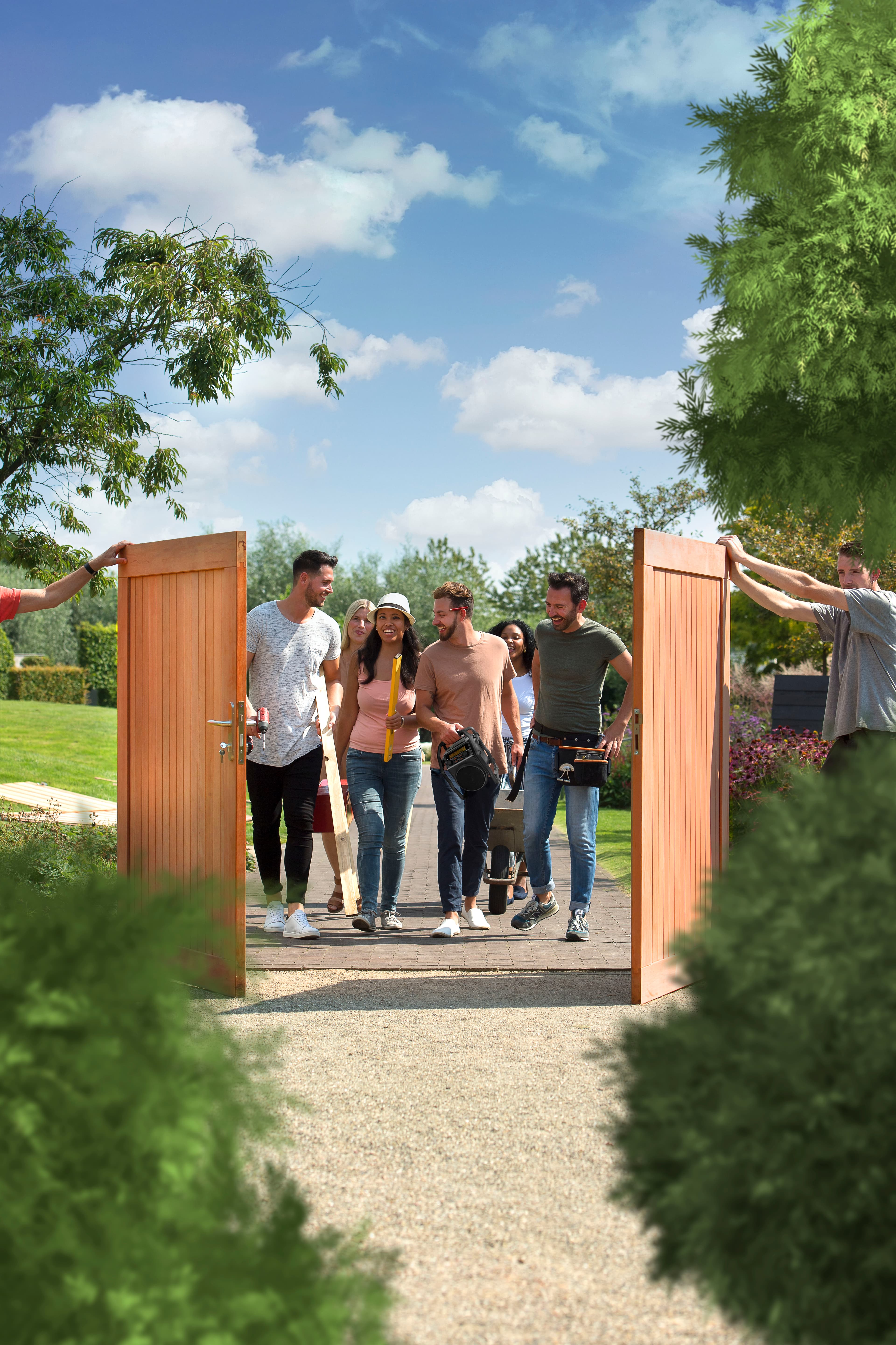 Poort tuinpoort Bangkirai hardhout 300x180cm (2 delig 150x180cm)