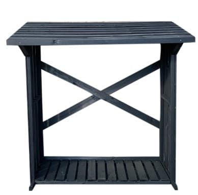 Houtberging haardhoutberging houtopslag robuust met vloer 180x180x70cm (zwart)