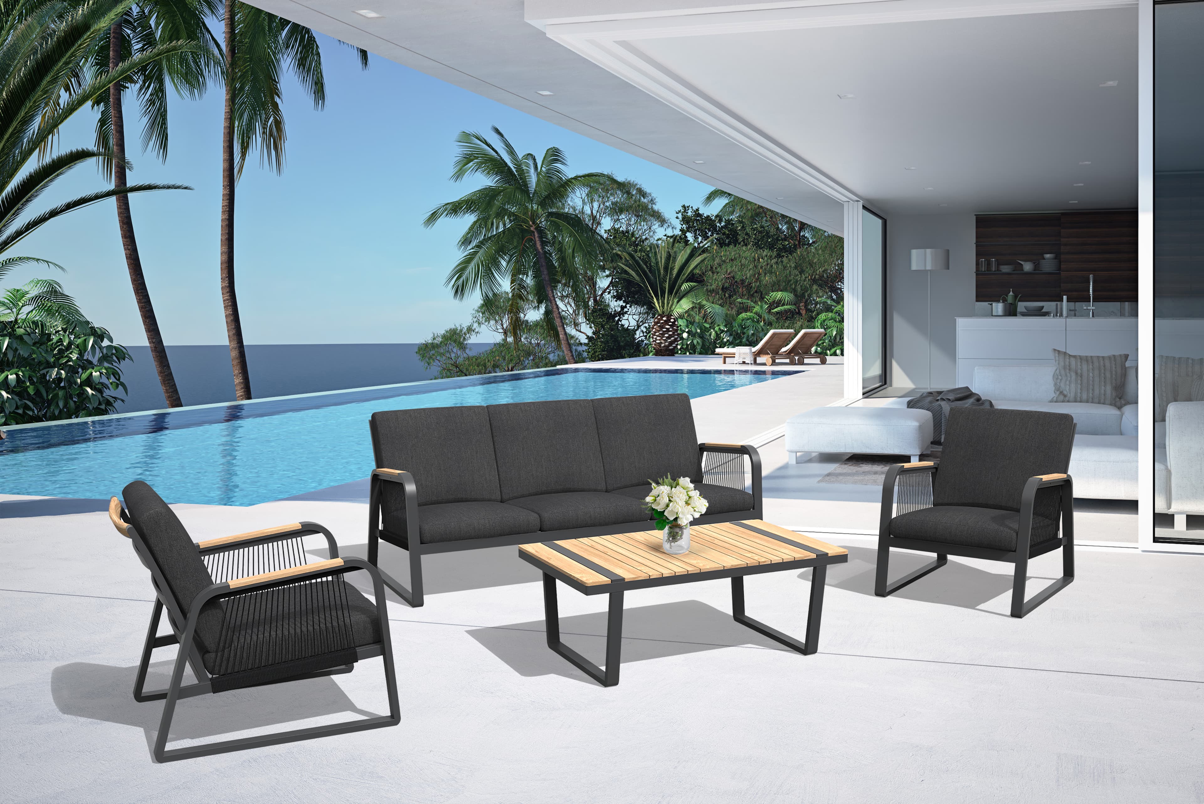 Aluminium loungeset Robinson 5 personen