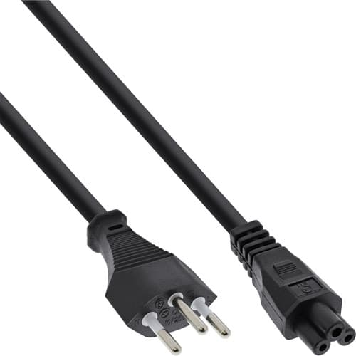 35er B-Pack InLine® Netzkabel für Notebook, Schweiz, 3pol Kupplung, 2m