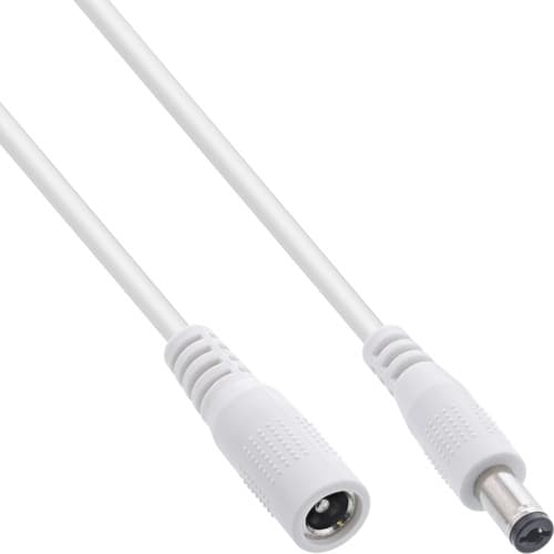 120er B-Pack InLine® DC Verlängerungskabel, DC ST/BU 5,5x2,1mm, weiß, 2m
