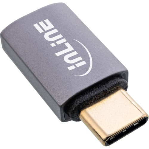 InLine® USB4 Adapter, USB-C Stecker/Buchse, Alu, grau