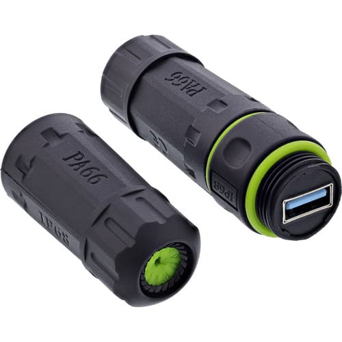 InLine® USB-A-Kabelkupplung, IP68, 2x USB-A Buchse, geschirmt, M20