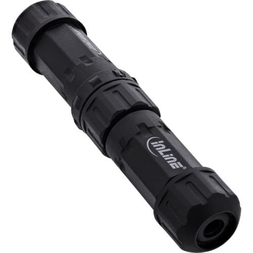 InLine® Netzkabelkupplung, IP68, 3-polig, Stecker/Buchse, M20, schwarz
