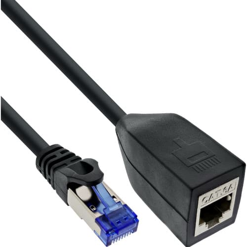 InLine® RJ45 Schnittstellenschutz Cat.6A S/FTP, RJ45 St./Bu., schwarz, 0,2m