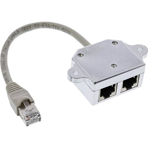 InLine® Cat.5e / ISDN T-Adapter RJ45 Stecker an 2x RJ45 Buchse, 0,15m