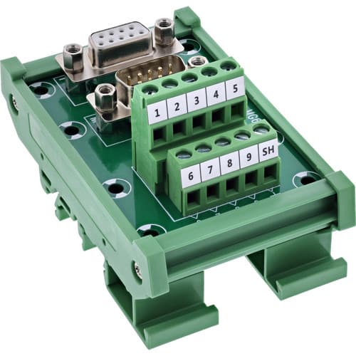 InLine® D-Sub 9 Terminalblock, Buchse/Stecker, Schraubklemme, Hutschiene