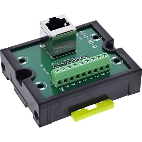 InLine® RJ45 Breakout-Buchse an 9-pol. Schraubklemme, Hutschiene, geschirmt