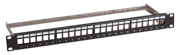 Verteilerfeld 19 1HE 24-Port metall schwarz -- mit 24x Keystone slimline CAT6a