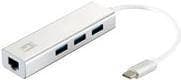 LevelOne Adapter GigaBit USB-C3.0->RJ45/3xUSB-A3.0 1Gbps