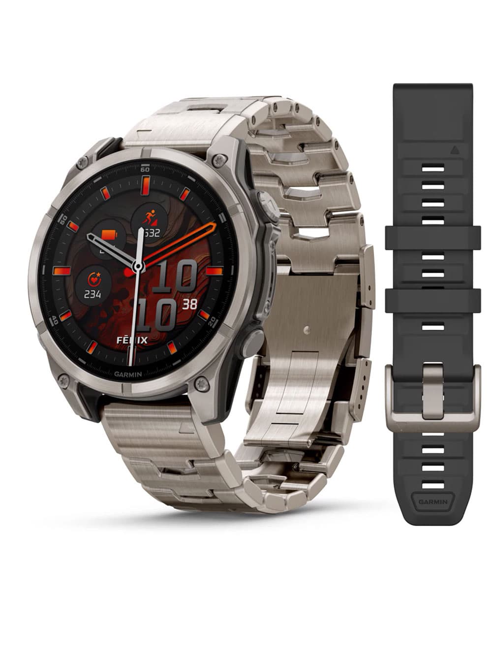 Garmin 010-02904-40 Herrenuhr fenix 8 AMOLED Saphirglas Silikonband 47mm 10ATMSet