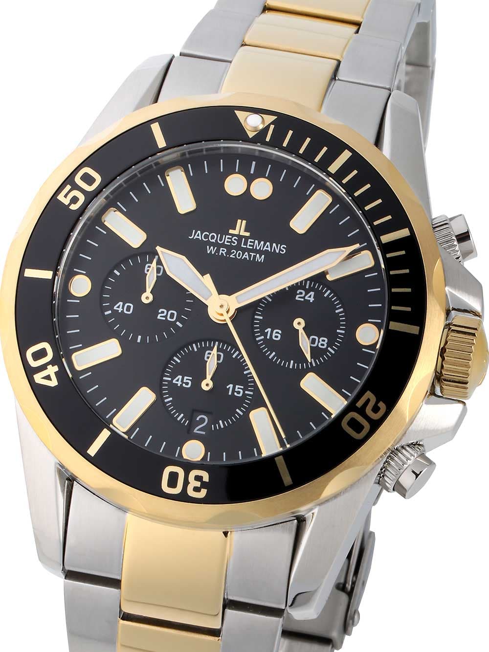 Jacques Lemans 1-2091I Liverpool Chronograph Herrenuhr 44mm 20ATM