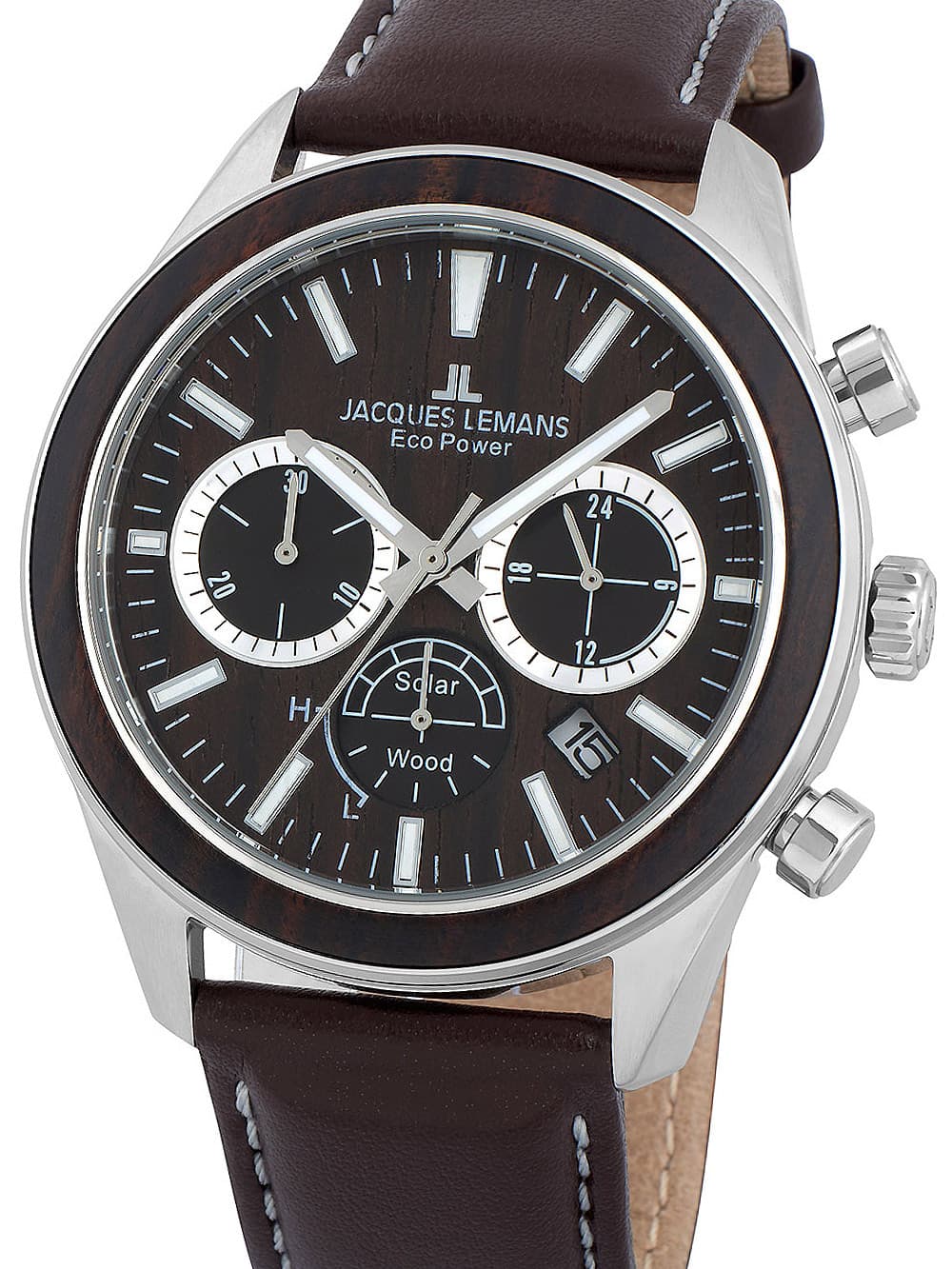 Jacques Lemans 1-2115C Eco Power Wood Herrenuhr 44mm 10ATM