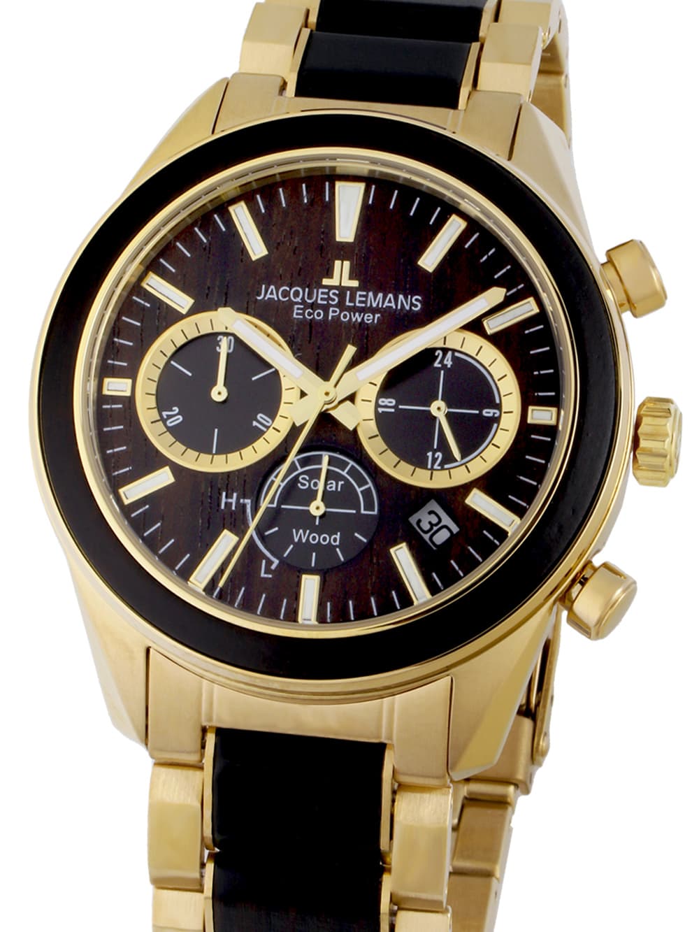 Jacques Lemans 1-2115L Eco Power Wood Herrenuhr 44mm 10ATM