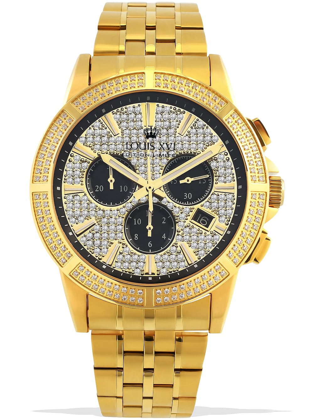 Louis XVI LXVI1037 Majeste Iced Out Chronograph Herrenuhr 43mm 5ATM