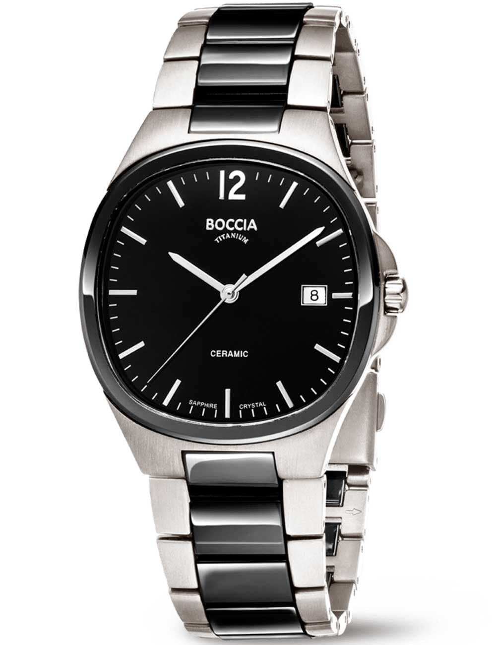 Boccia 3668-01 Herrenuhr Titanium Saphirglas Keramik 38mm 5ATM