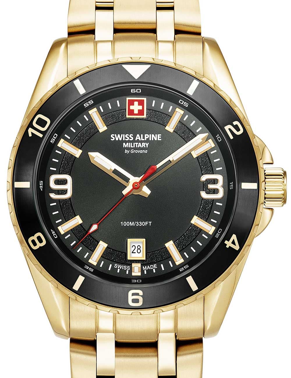 Swiss Alpine Military 7034.1117 Herrenuhr Sierra gold schwarz 42mm 10ATM