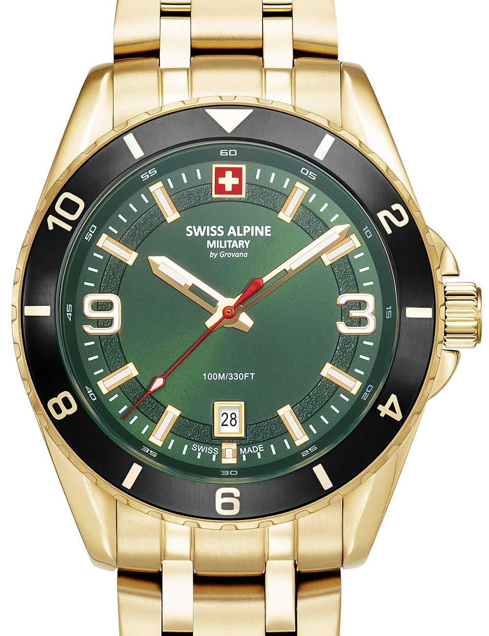 Swiss Alpine Military 7034.1118 Herrenuhr Sierra gold grün 42mm 10ATM