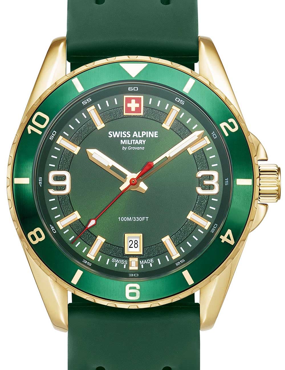 Swiss Alpine Military 7034.1814 Herrenuhr Sierra gold grün 42mm 10ATM