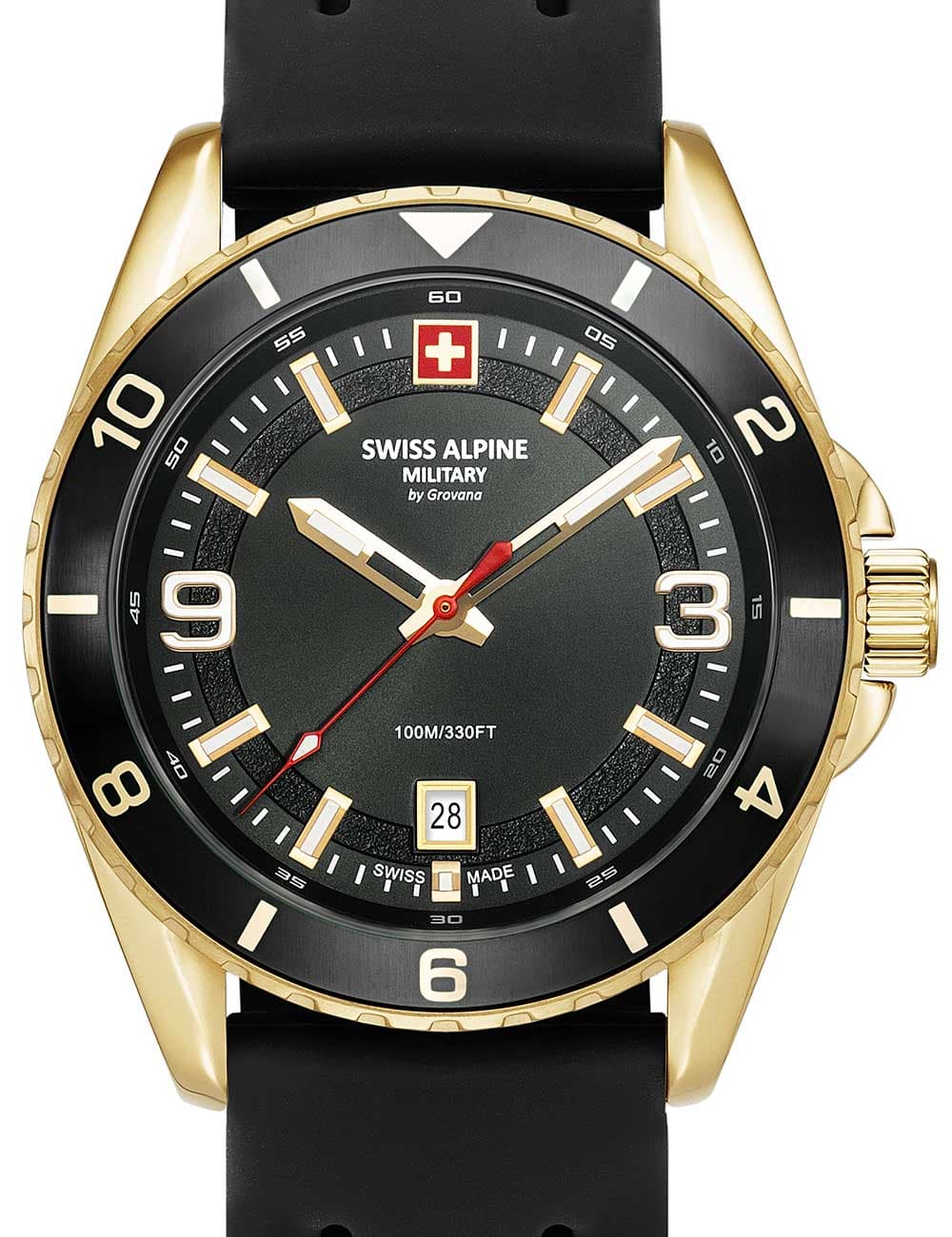 Swiss Alpine Military 7034.1817 Herrenuhr Sierra gold schwarz 42mm 10ATM