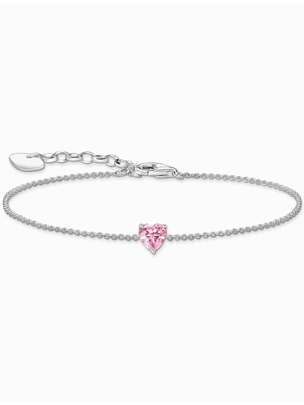 Thomas Sabo A2157-051-9-L19V Silbernes Armband m. pinkfarbenem Zirkonia Herz