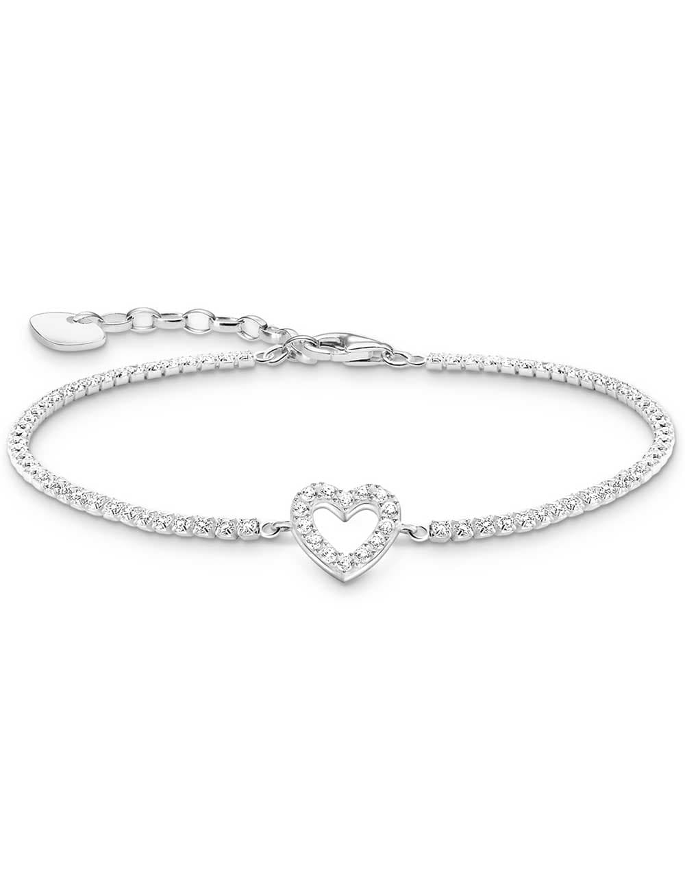 Thomas Sabo A2177-051-14-L19V Silbernes Tennisarmband Herz mit weißen Steinen
