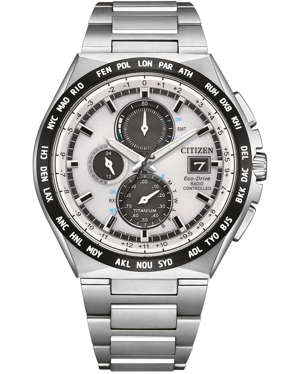 Citizen AT8238-84A Herrenuhr Eco-Drive Super-Titanium Funk-Chronograph 44mm 10ATM