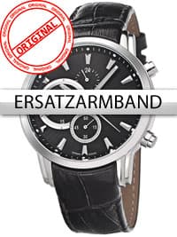 Bossart Ersatzband Leder BW-1104 schwarz silberne Schliesse