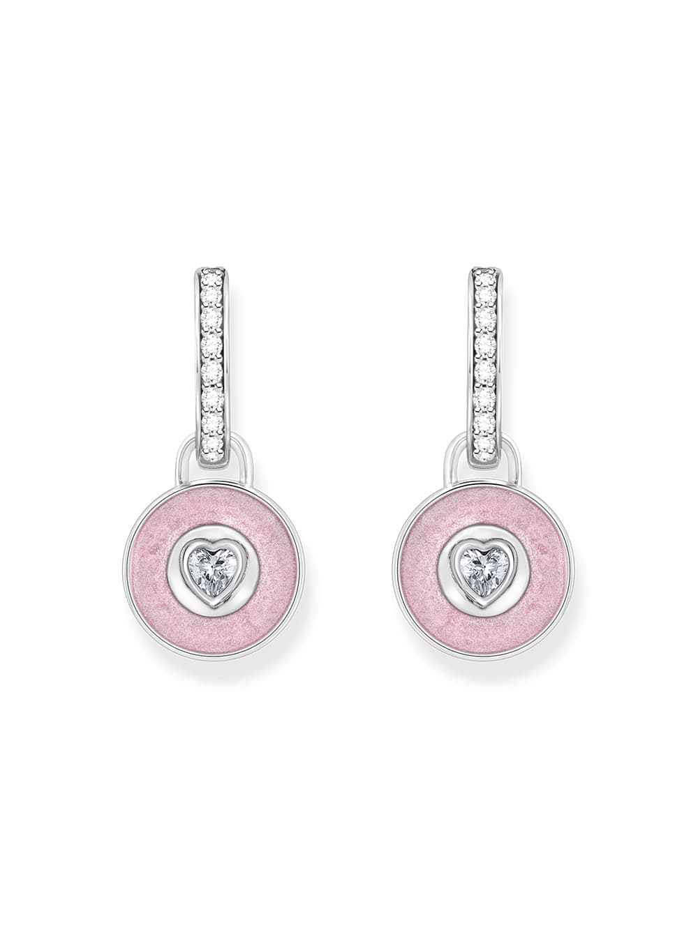 Thomas Sabo CR723-691-9 Silberne Creolen mit rosa Anhänger & Zirkonia Damen