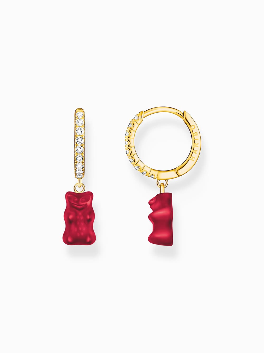 Thomas Sabo CR726-414-10 Goldene Einzel-Creole mit rotem Goldbären Damen