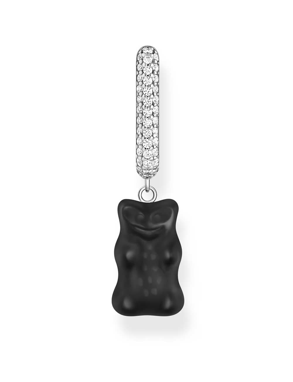 Thomas Sabo CR727-052-11 Silberne Einzel-Creole mit schwarzem Midiversion Goldbären Damen