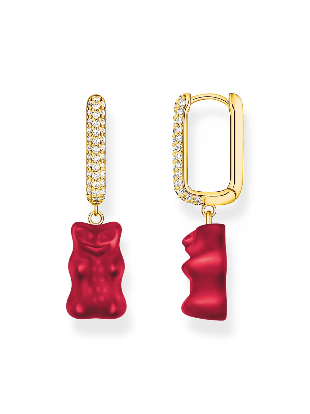 Thomas Sabo CR727-414-10 Vergoldete Einzel-Creole mit rotem Goldbären in Midiversion Damen