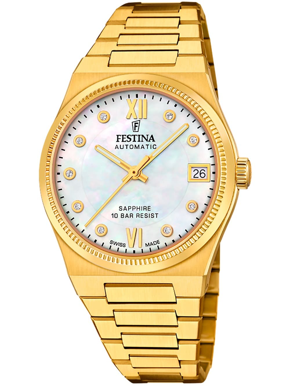 Festina F20033/1 Damenuhr Swiss Made Rivé Automatik 35mm 10ATM
