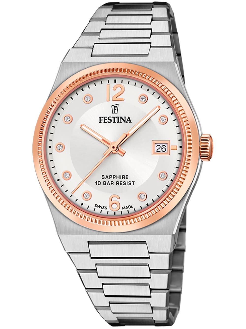 Festina F20037/1 Damenuhr Swiss Made Rivé 35mm 10ATM