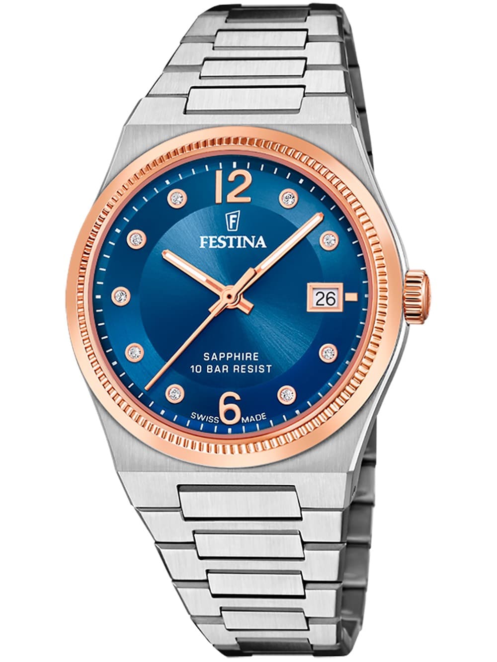 Festina F20037/2 Damenuhr Swiss Made Rivé 35mm 10ATM