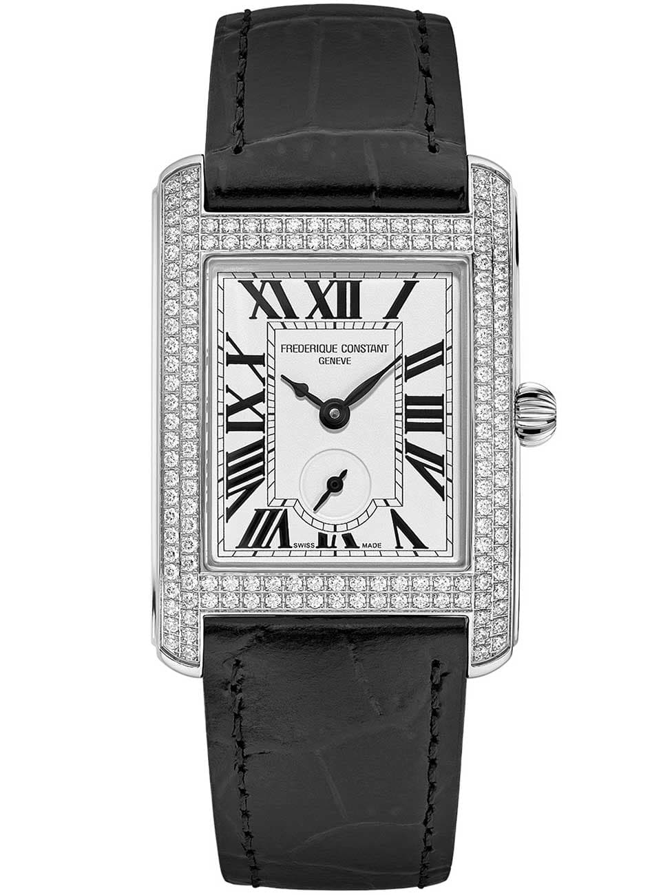 Frederique Constant FC-235S2D6 Damenuhr Klassik Karree 158 Diamanten 25mm 3ATM