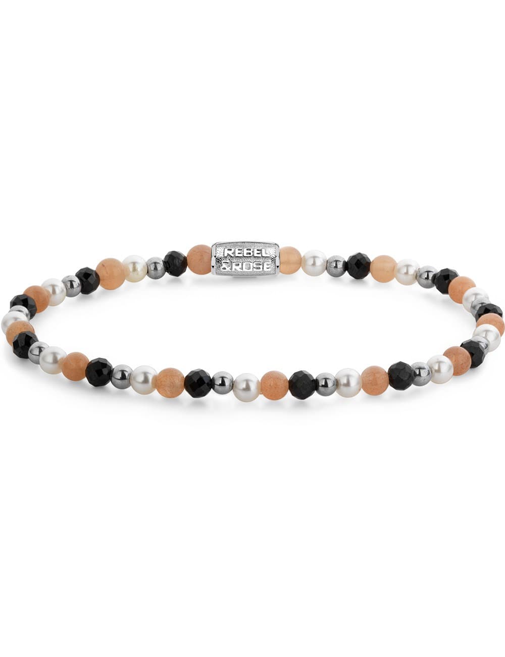 Rebel & Rose RR-40161-S-S Armband Black Glam Rocks Party Silver