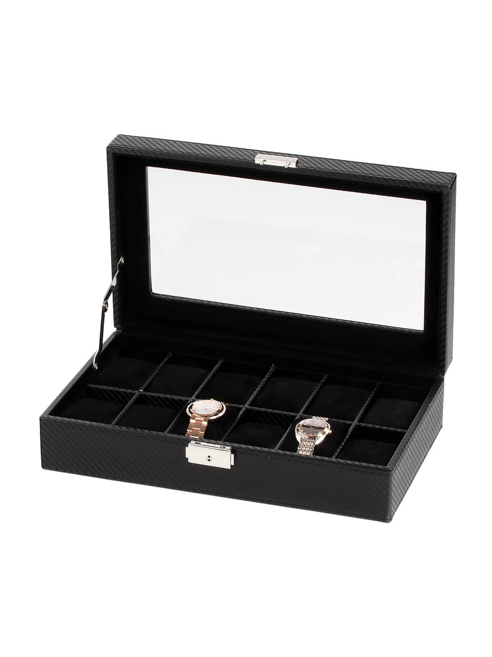 Rothenschild Uhrenbox RS-1098-12CFBL für 12 Uhren schwarz