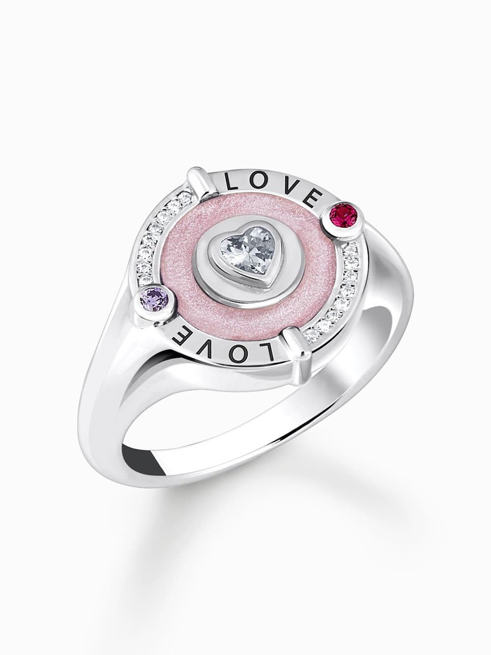 Thomas Sabo TR2447-390-9-54 Silberner Siegelring mit Herz und Steinchen Damen