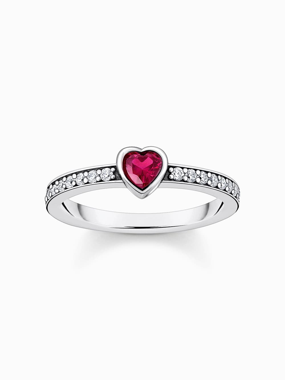 Thomas Sabo TR2448-640-10-54 Silberner Solitärring mit rotem Stein + Zirkonia Damen