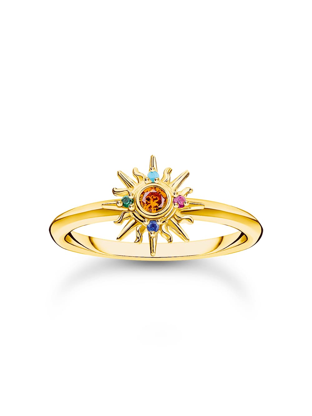 Thomas Sabo TR2458-488-7-54 Vergoldeter Ring mit Sonne und bunten Steinen Damen