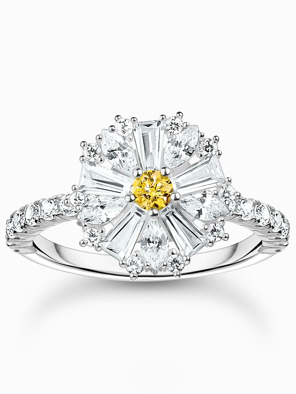 Thomas Sabo TR2493-051-4-56 Cocktailring Blume mit Steinen silber Damen