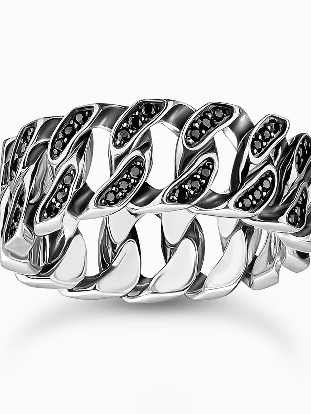 Thomas Sabo TR2501-643-11-64 Unisex Ring - Kettenglieder schwarze Steine silber