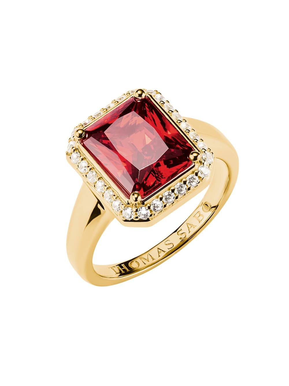 Thomas Sabo TR2508-414-10-56 Ring mit Rotem Oktagon-Stein Elyndra vergoldet Damen